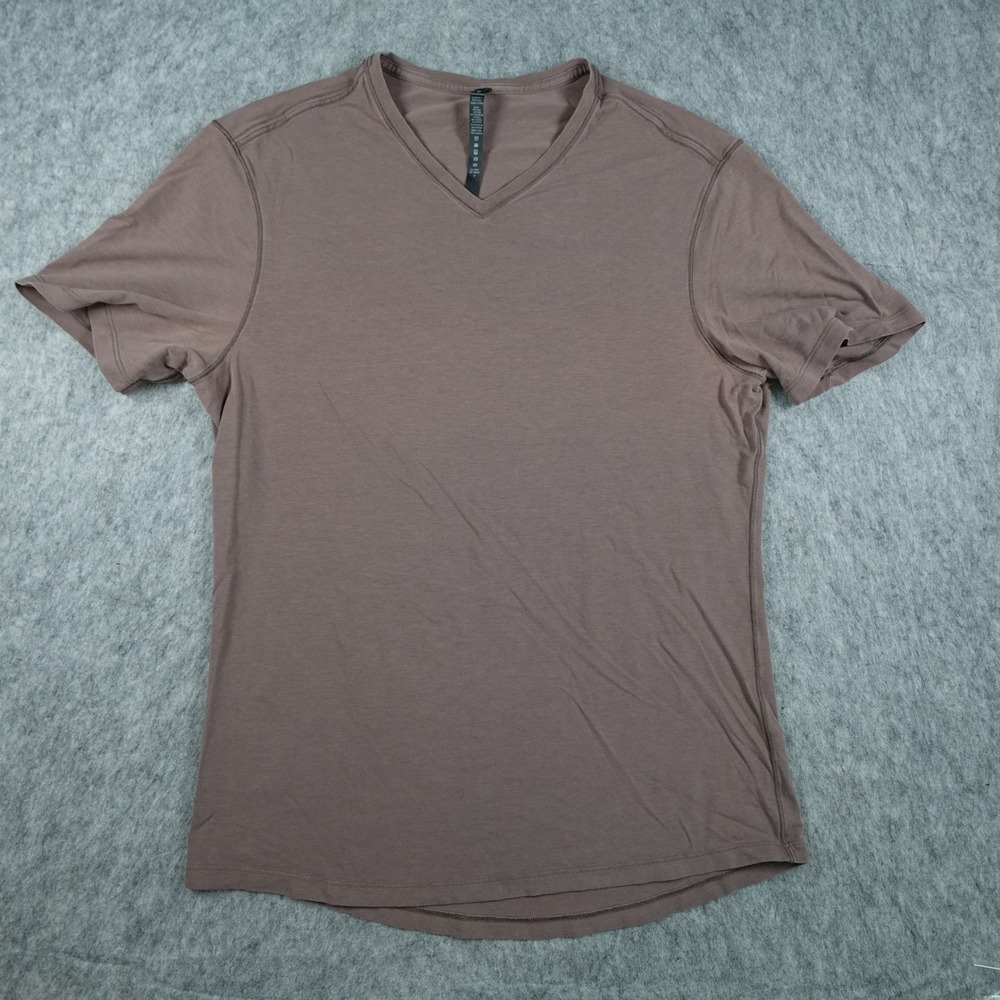 Lululemon Shirt Men Medium Brown VNeck Short Sleeve Knit Tee